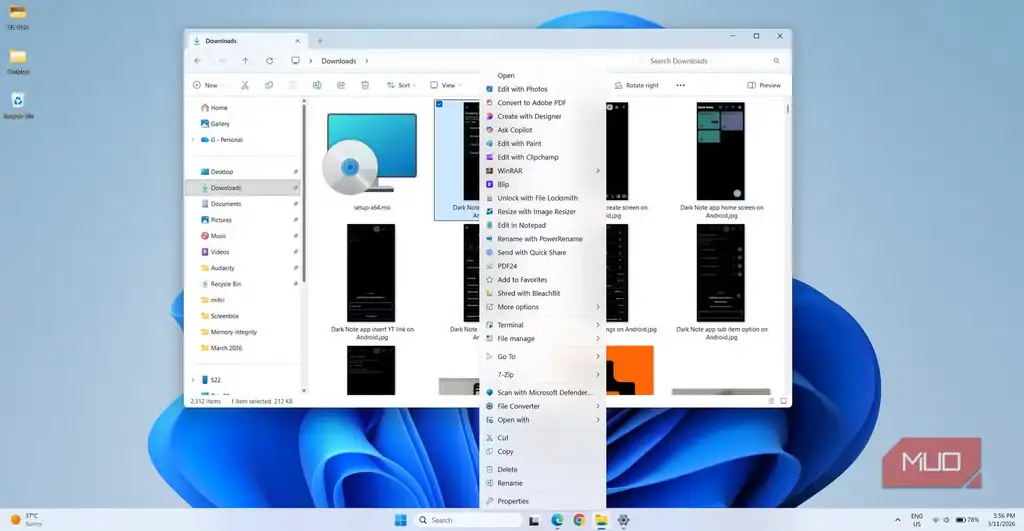 فایل پیکربندی Nilesoft Shell در Notepad
