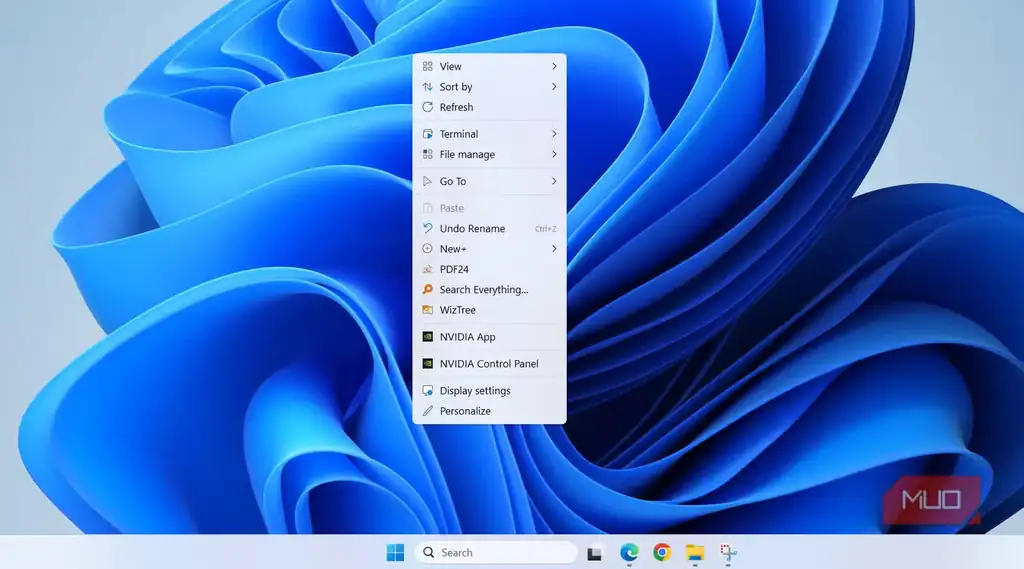 منوی راستکلیک Nilesoft Shell روی دسکتاپ
