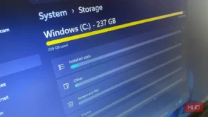 نمای مدیریت فضای ذخیره‌سازی در Windows