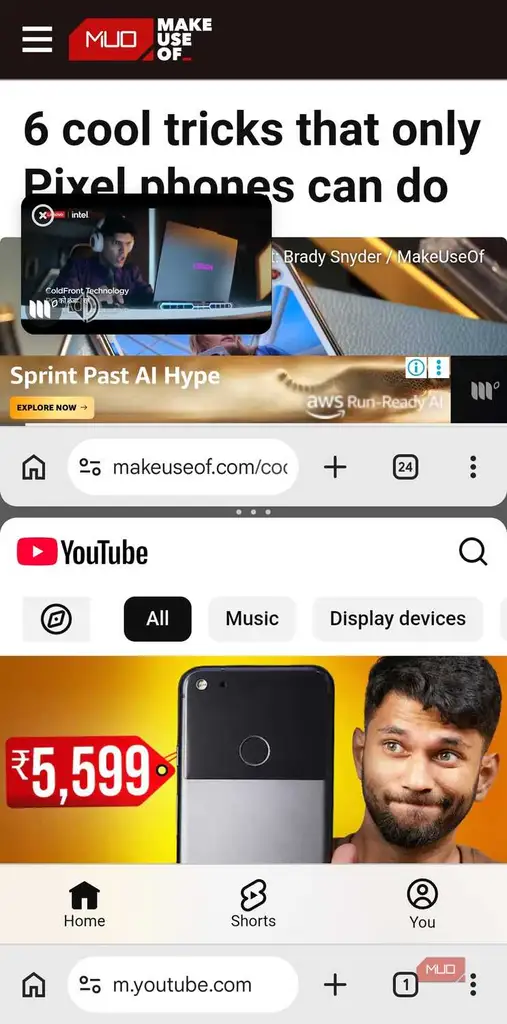 فعال بودن حالت تقسیم صفحه در Chrome اندروید