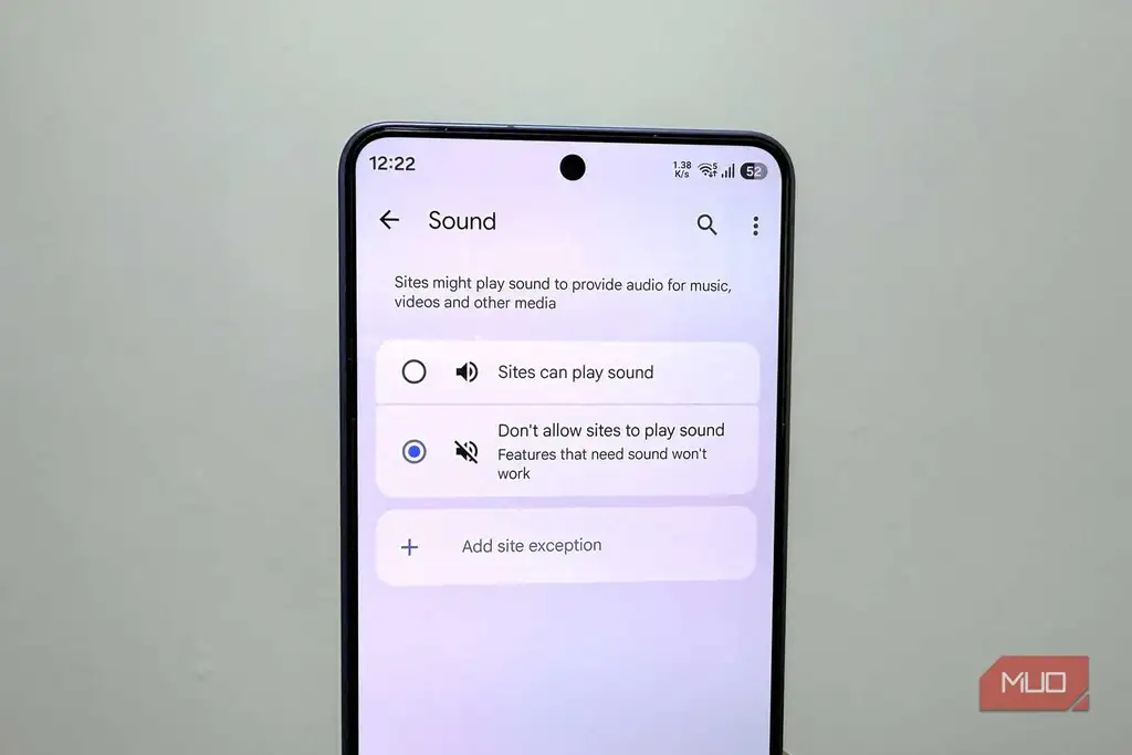 تنظیمات مجوز صدا در Chrome اندروید