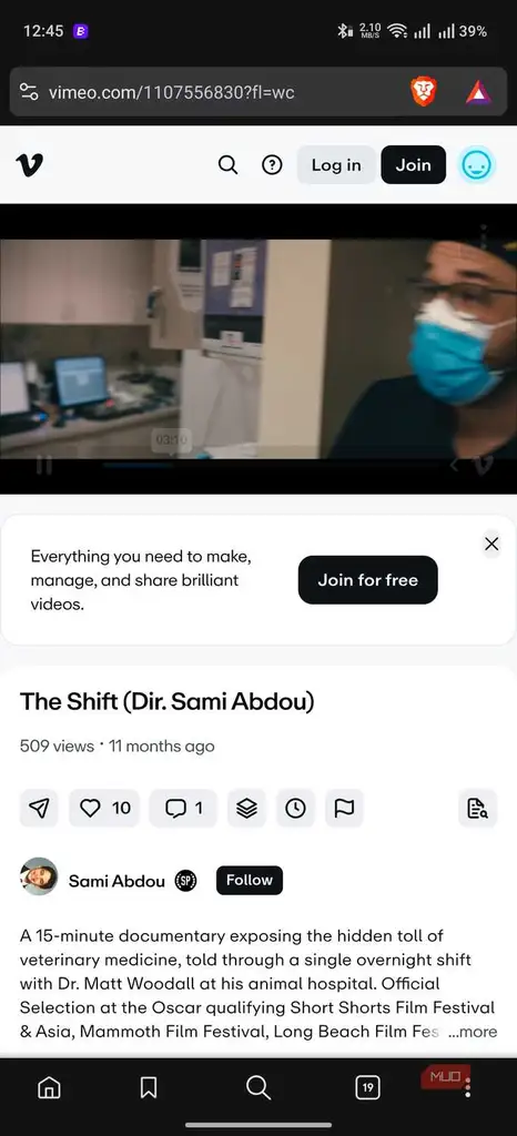 پخش ویدئو از Vimeo در مرورگر Brave