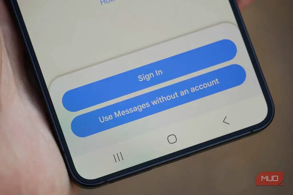 گزینه ورود یا استفاده از Messages بدون حساب کاربری