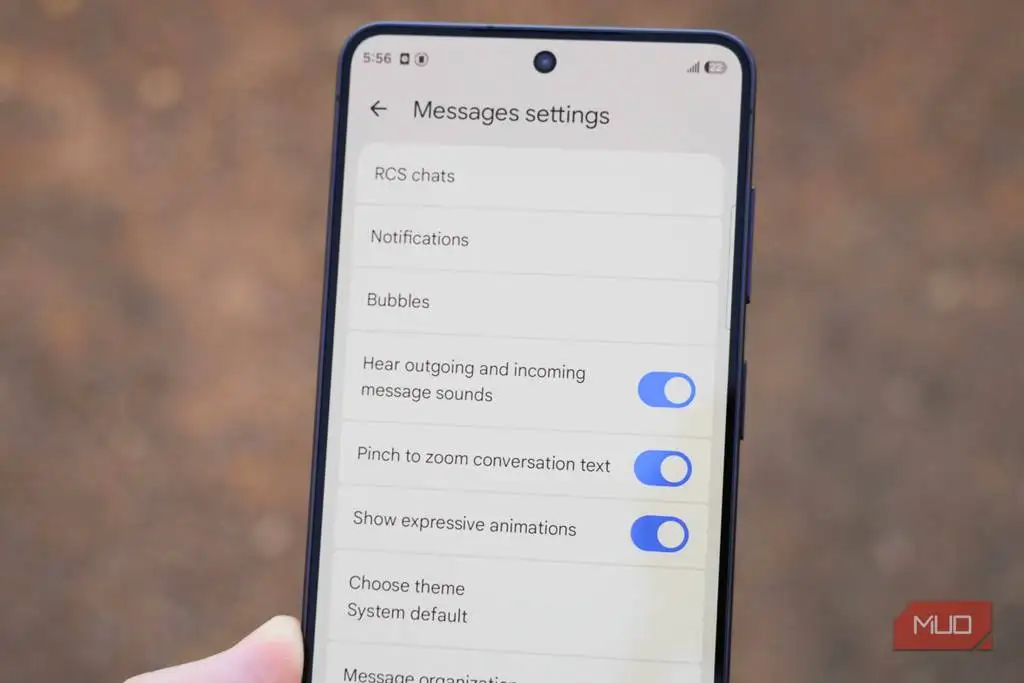 تنظیمات اپلیکیشن Google Messages در اندروید