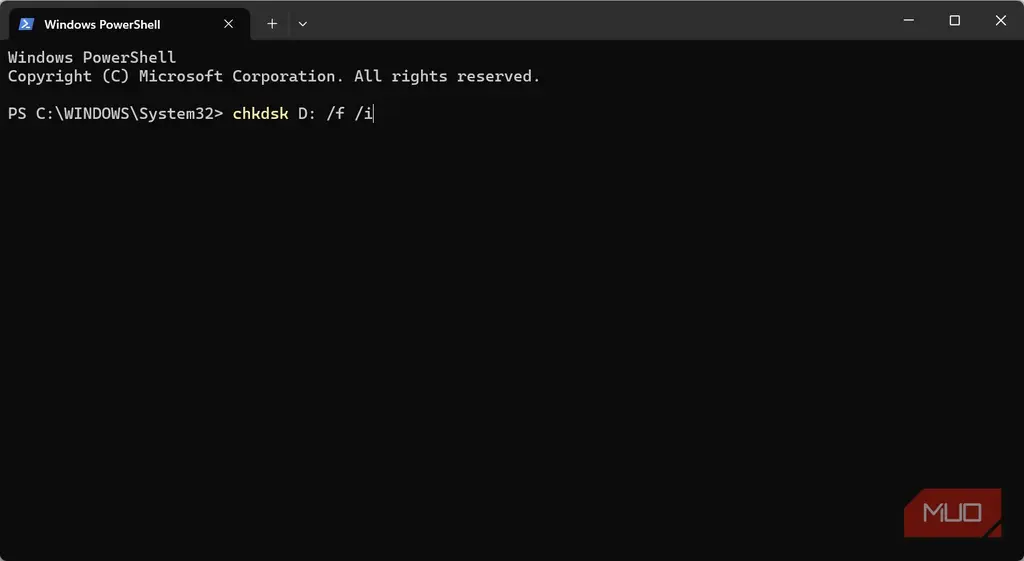 اسکن سریع NTFS با chkdsk