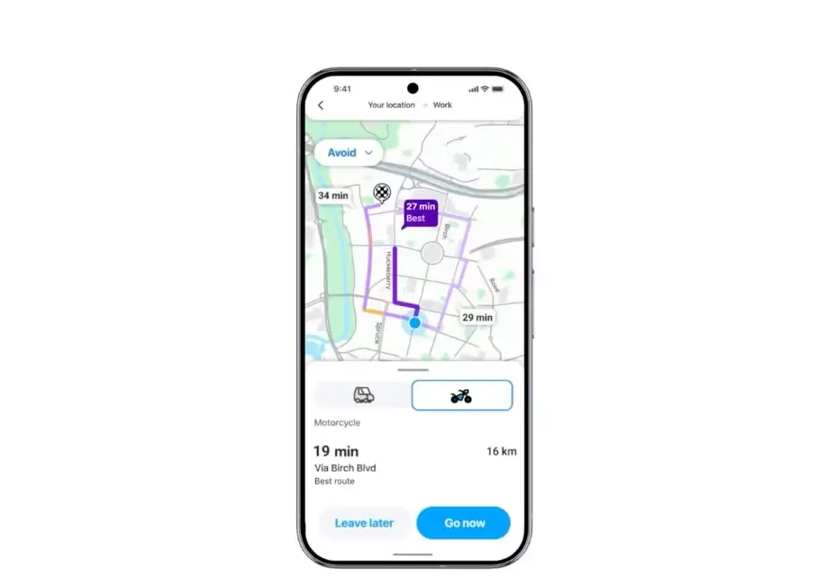 حالت موتورسیکلت Waze روی گوشی