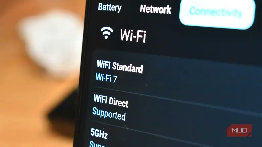 نمایش پشتیبانی از Wi-Fi 7 روی صفحه گوشی اندرویدی