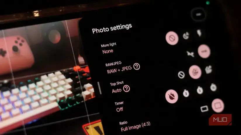 تنظیمات دوربین RAW در Pixel 9a