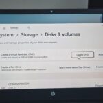 تنظیمات ویندوز 11 نشان‌دهنده گزینه Virtual Hard Disk روی لپ‌تاپ HP Pavilion