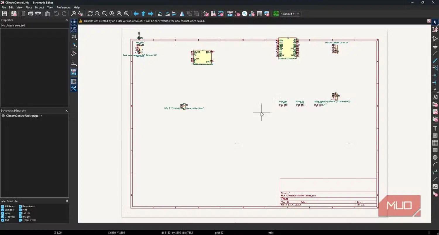 KiCAD با شماتیک مدار چاپی