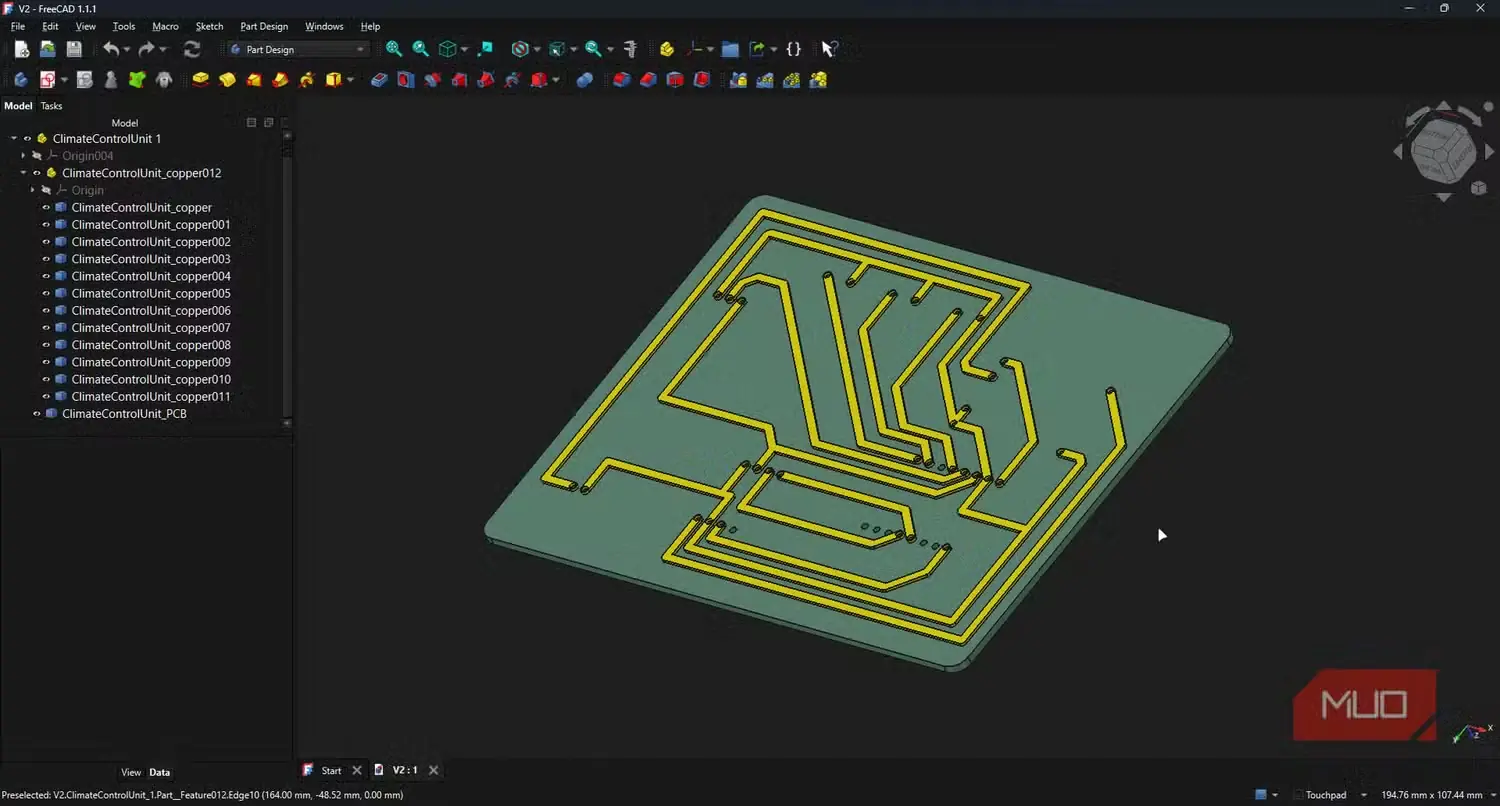 FreeCAD با مدار چاپی برای چاپ سهبعدی