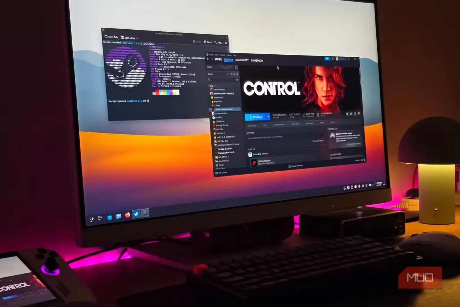 دسکتاپ نمایشدهنده Steam در لینوکس