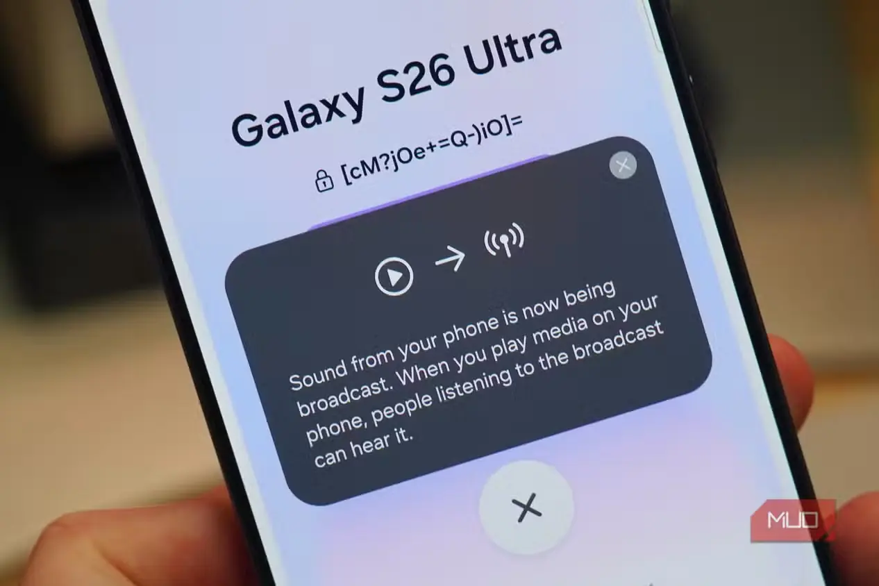 نمای نزدیکِ تأیید پخش صدا در Samsung Galaxy S26 Ultra