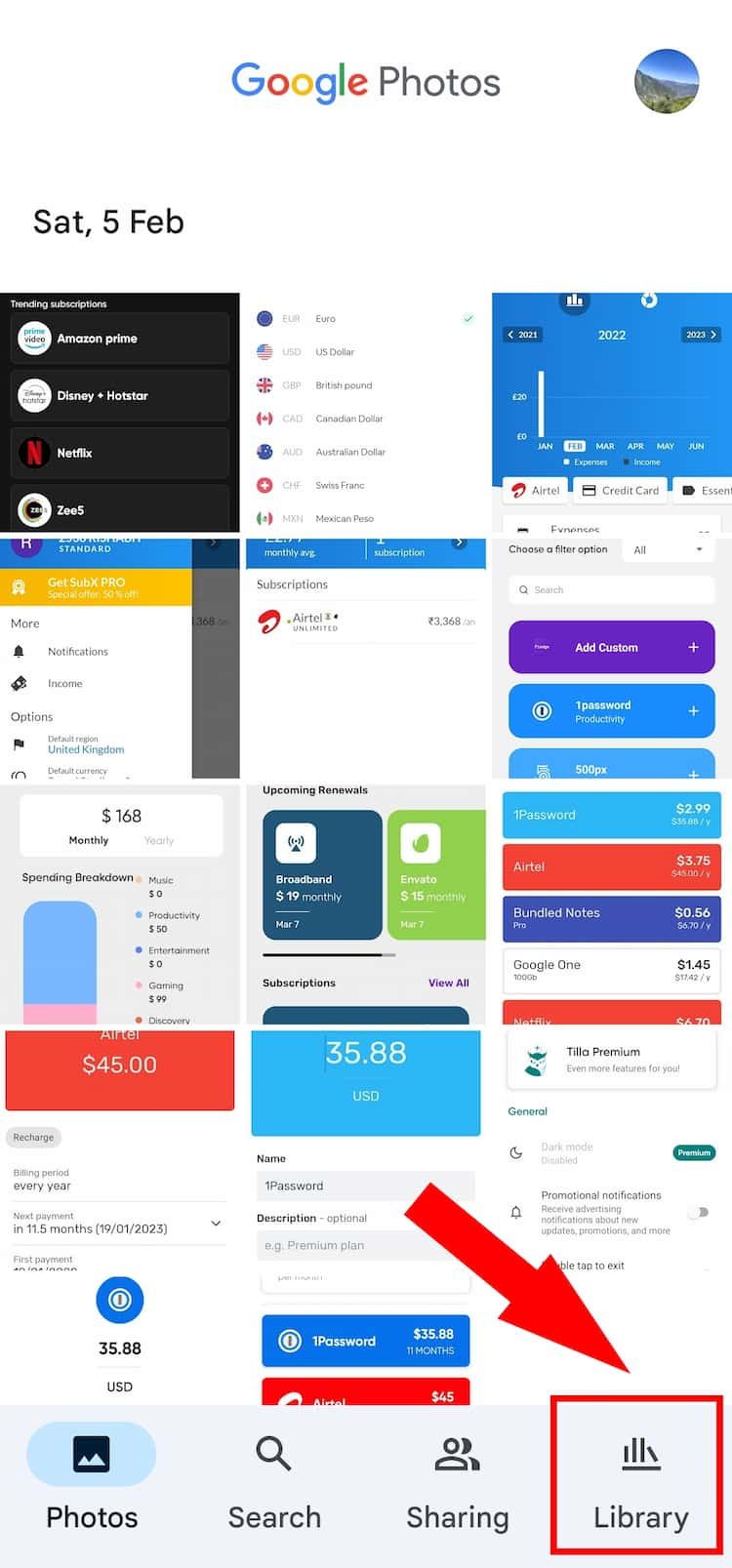 صفحه اصلی برنامه Google Photos Android