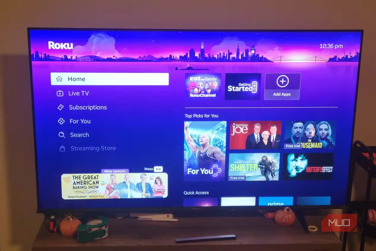 منوی Roku 4K بر صفحه