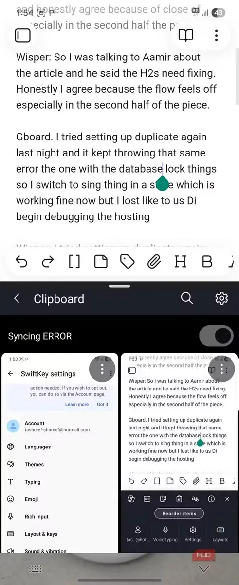 تنظیمات همگامسازی SwiftKey روی اندروید (۳)