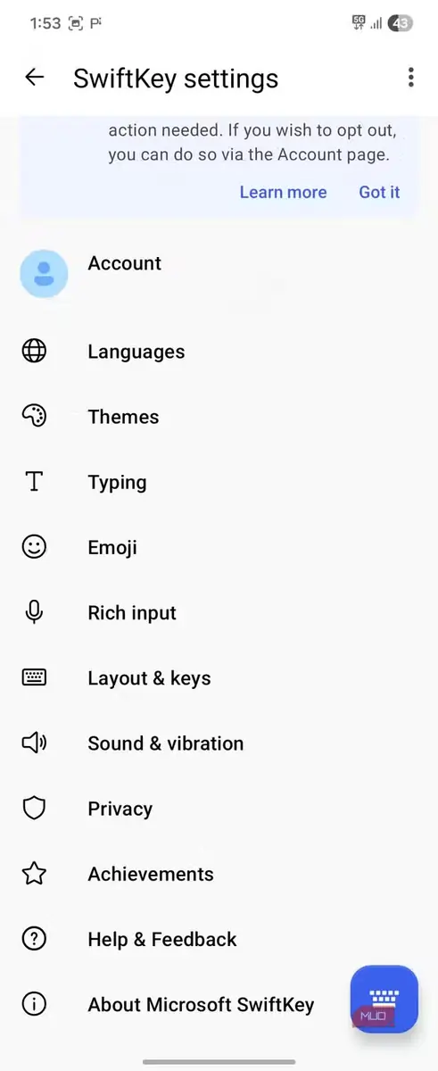 تنظیمات همگامسازی SwiftKey روی اندروید (۱)