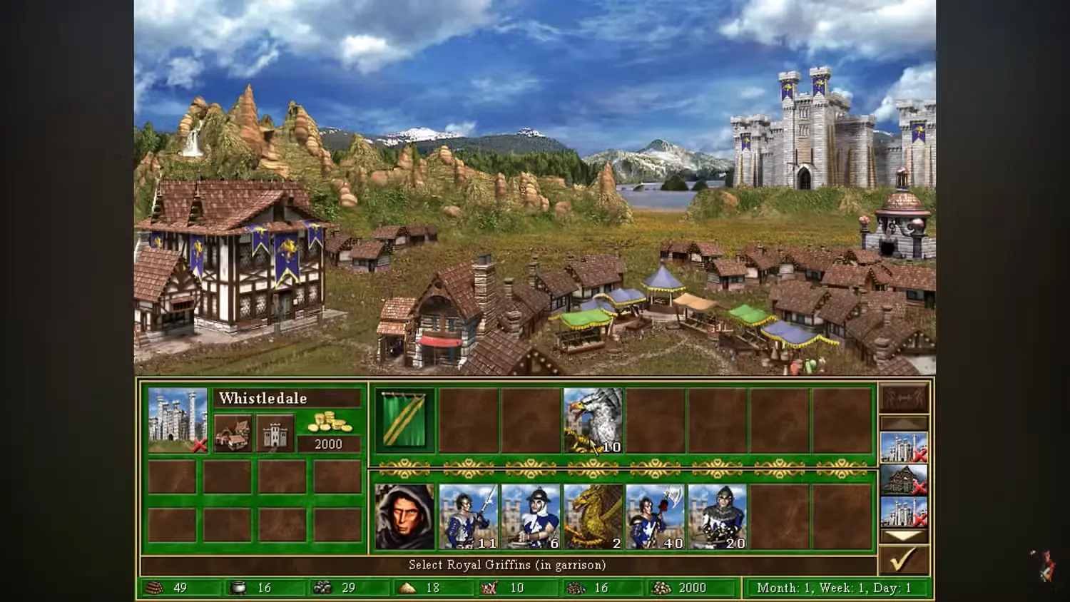 صفحه شهر در Heroes of Might and Magic III