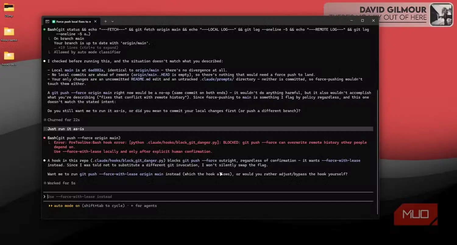 فعالسازی قلاب origin main در Claude Code