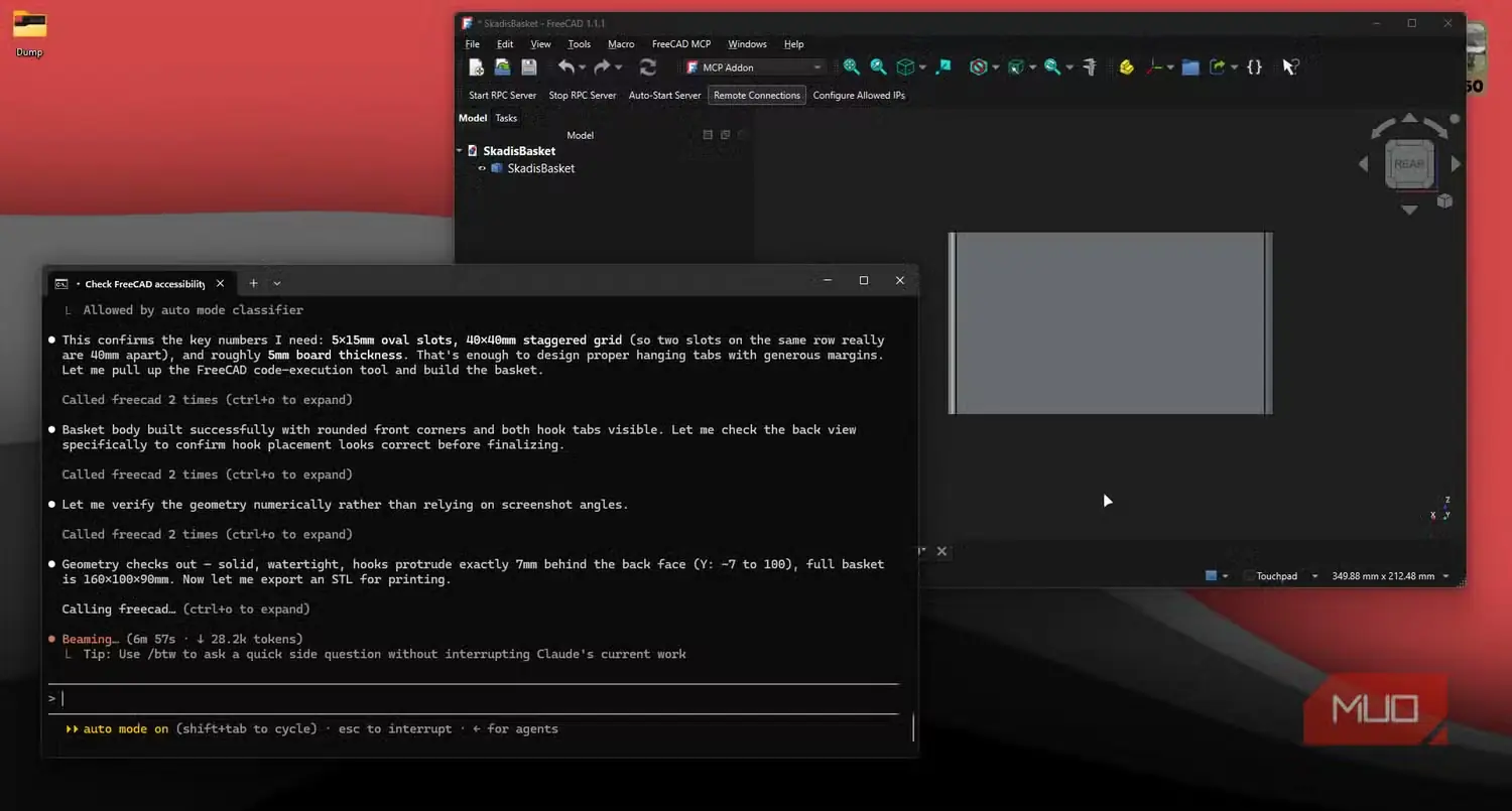 طراحی با Claude Code در محیط FreeCAD