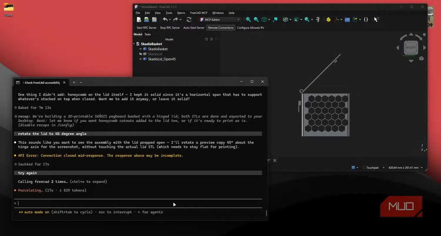 مونتاژ لولا با Claude Code و FreeCAD MCP