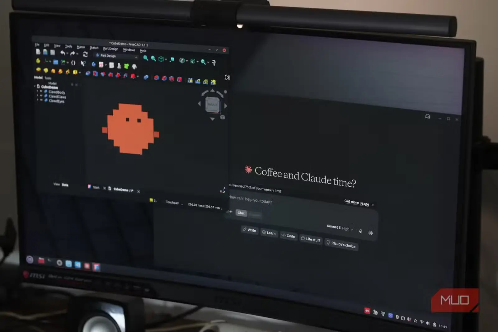 اجرای Claude با FreeCAD در پسزمینه متصل از طریق سرور MCP