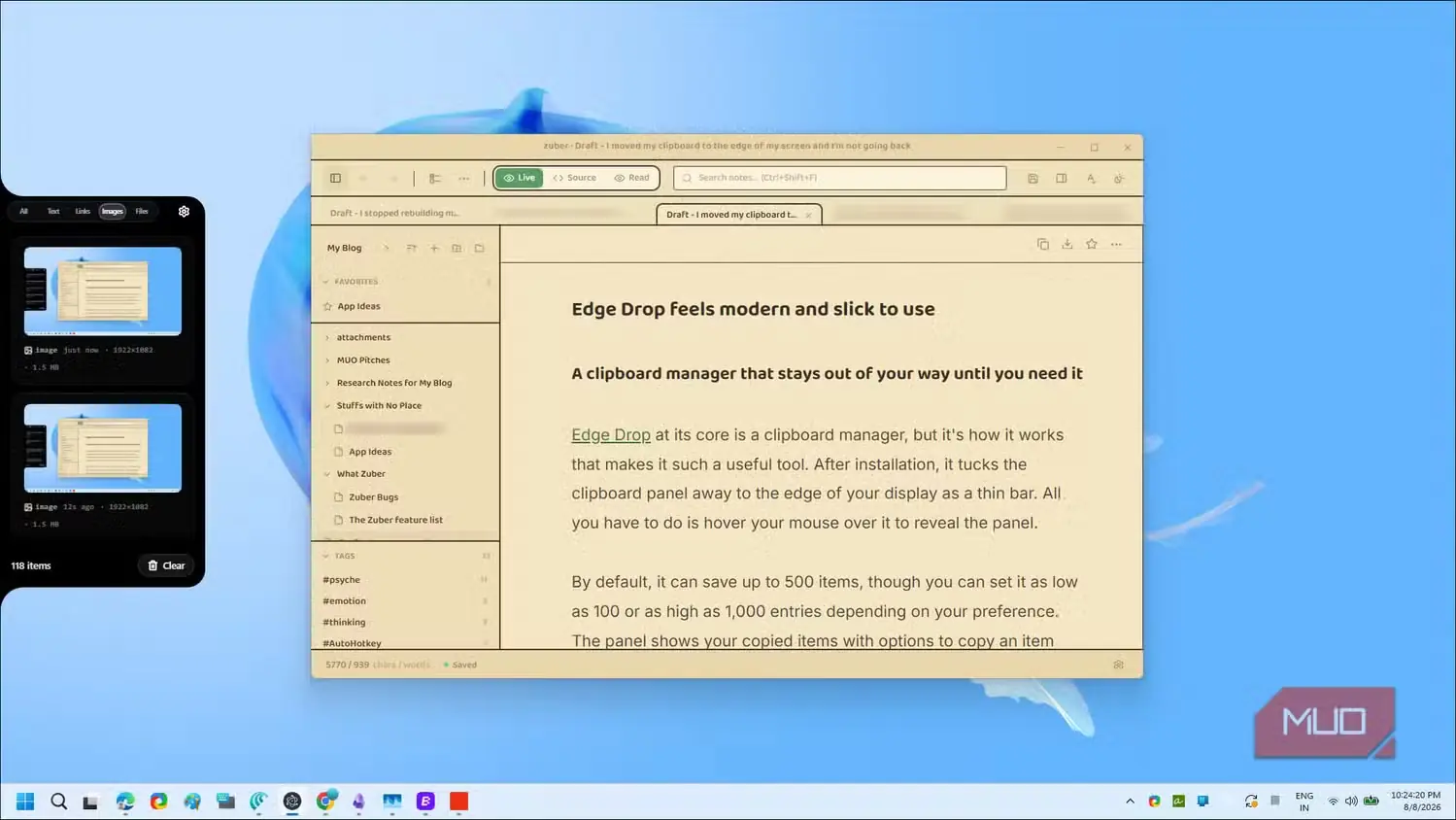 رابط مدیر کلیپبورد Edge Drop همراه با مستندات