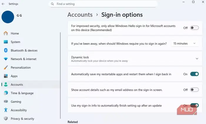 گزینههای ورود به سیستم در Windows