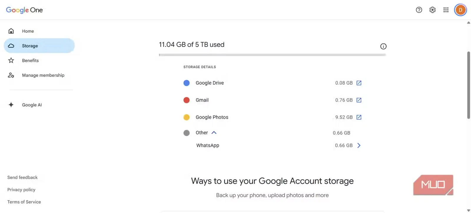 جزئیات فضای ذخیرهسازی گوگل وان با اندازه بزرگ نسخه پشتیبان واتساپ