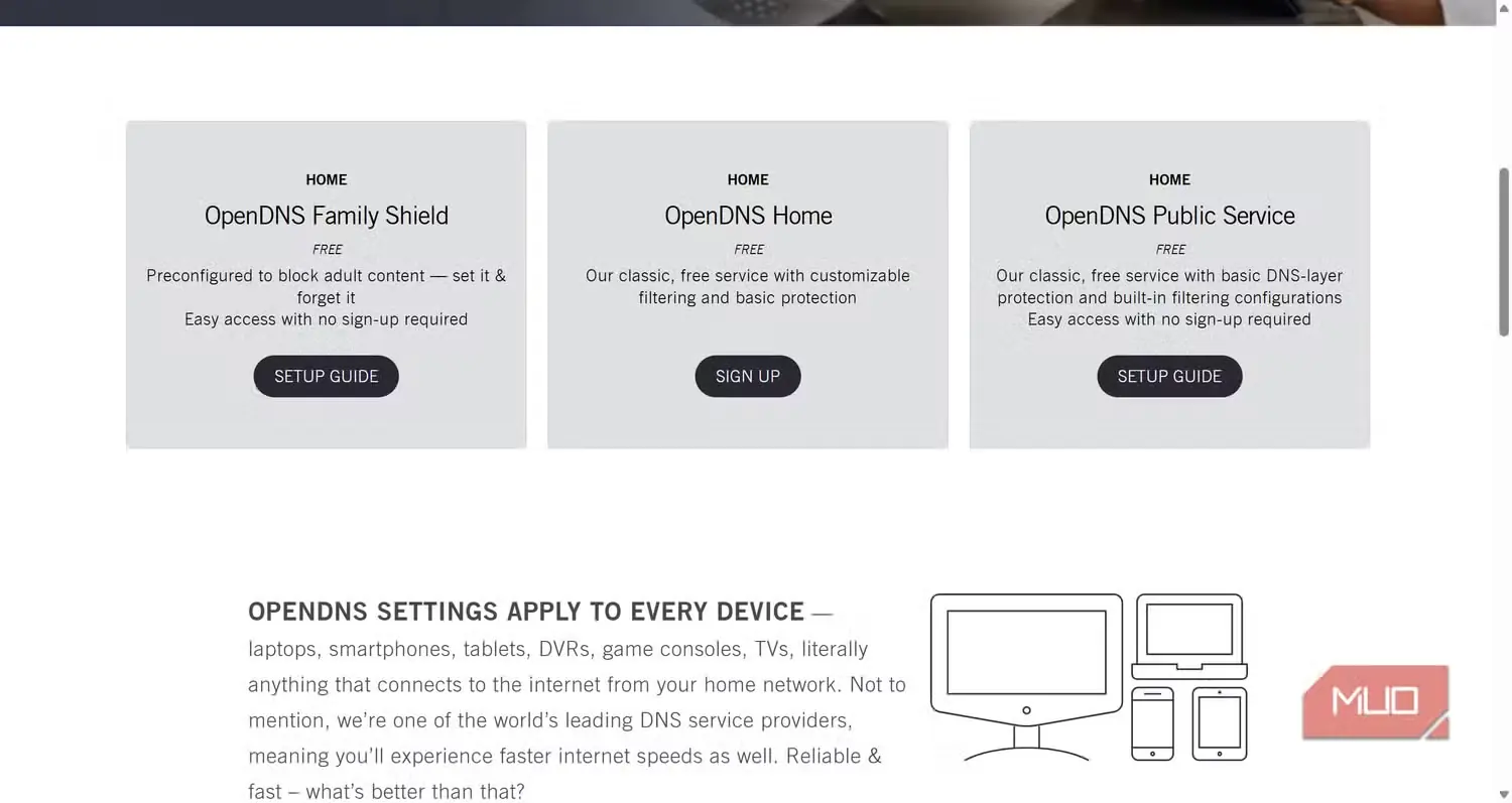 صفحه اصلی OpenDNS Home