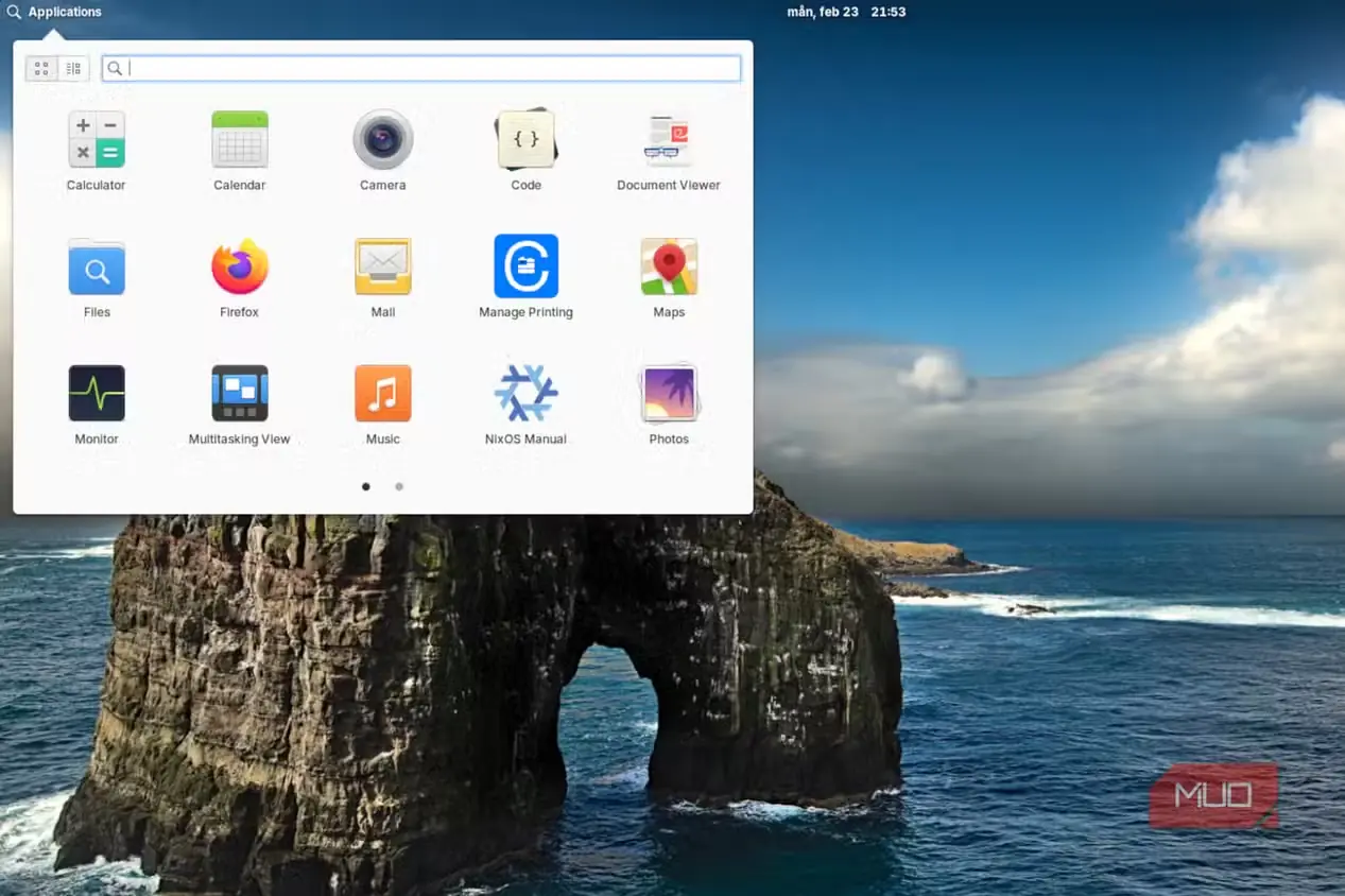کشوی برنامههای NixOS