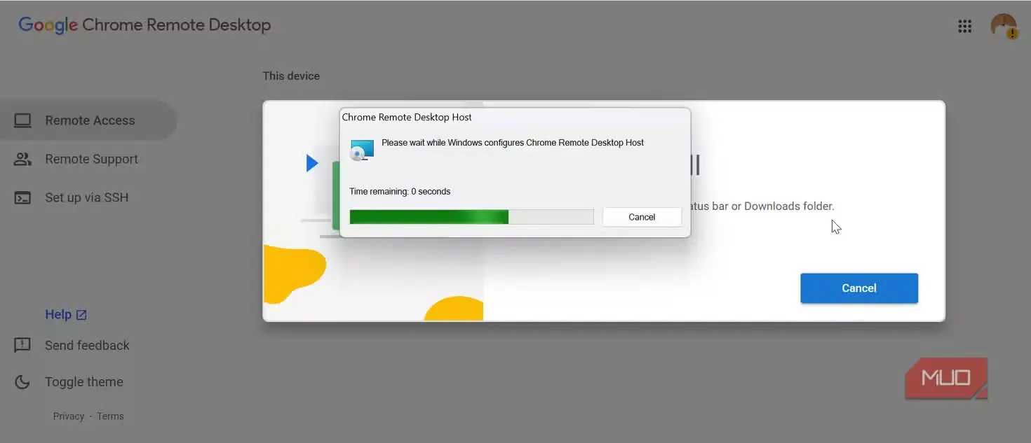 نصب میزبان Chrome Remote Desktop