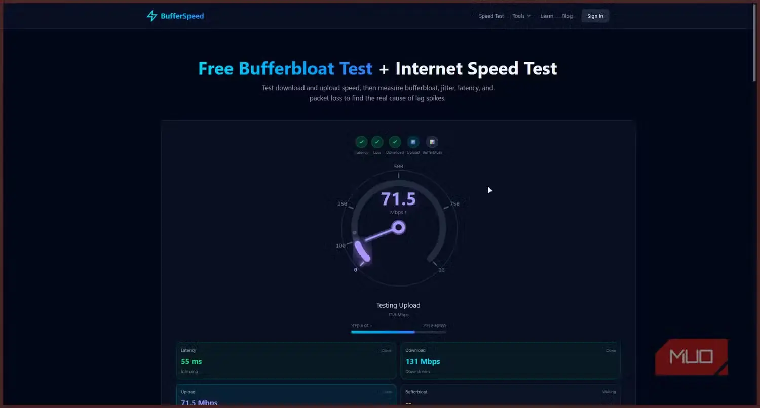 آزمون سرعت اینترنت در وبسایت BufferSpeed