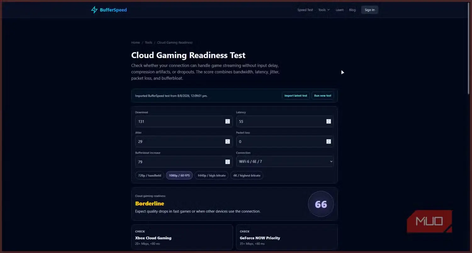آزمون آمادگی گیمینگ اتصال اینترنت در وبسایت BufferSpeed