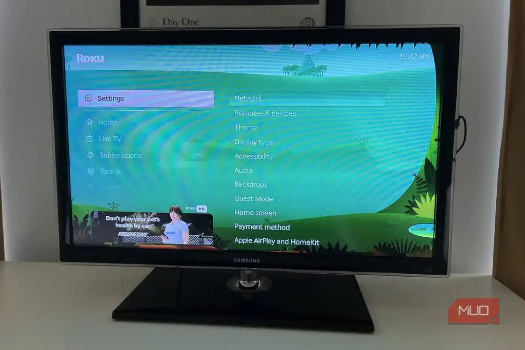 منوی تنظیمات Roku OS