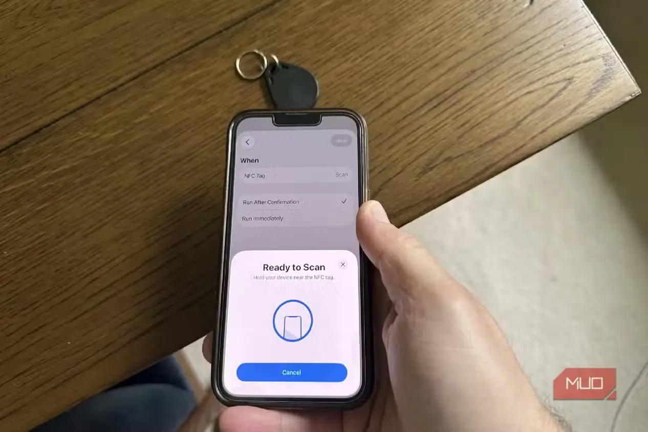 بخش آمادهٔ اسکن هنگام تنظیم برچسب NFC.