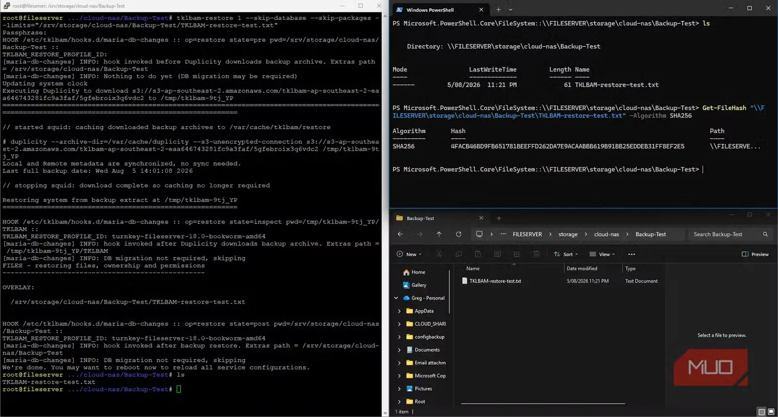 دستور پشتیبانگیری TKLBAM نرمافزار TurnKey Linux و بازیابی فایل آزمایشی