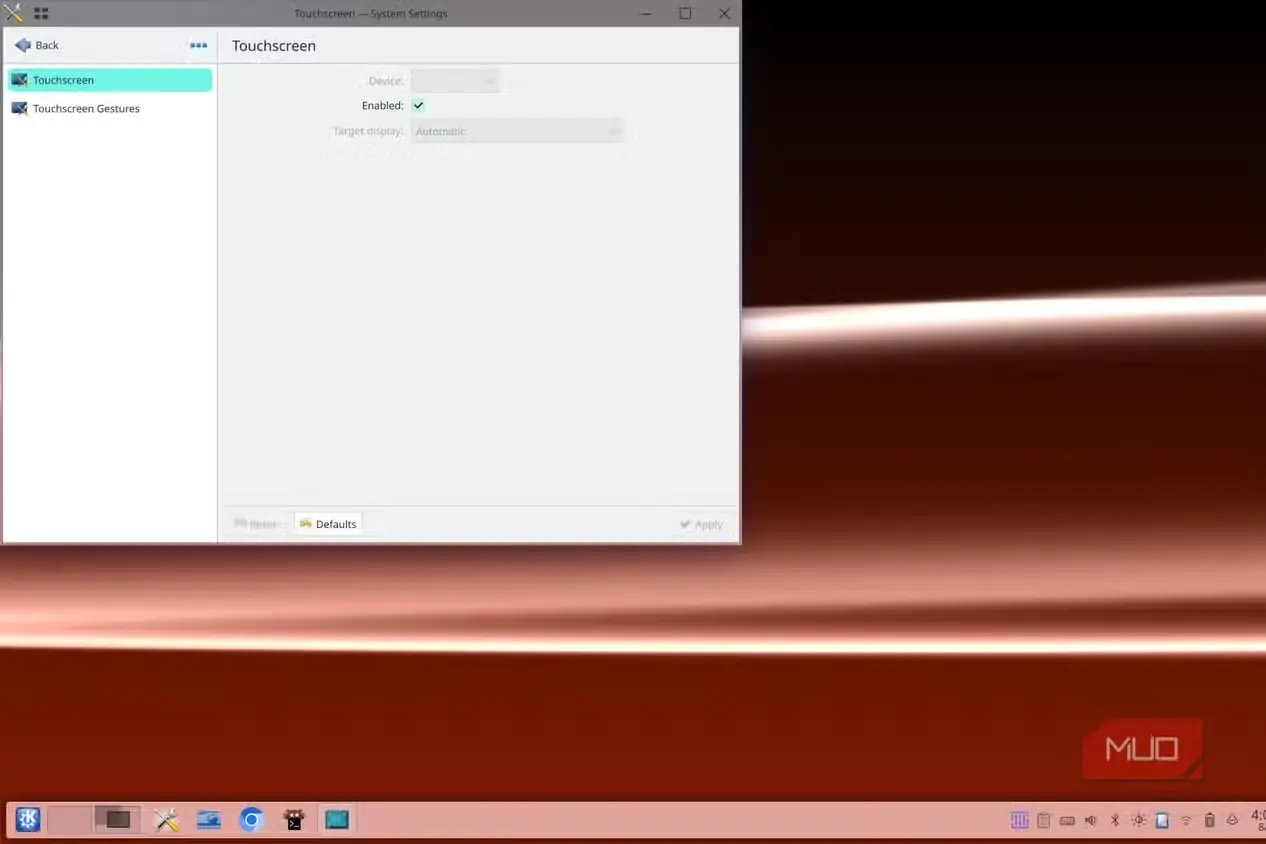 منوی حرکات KDE