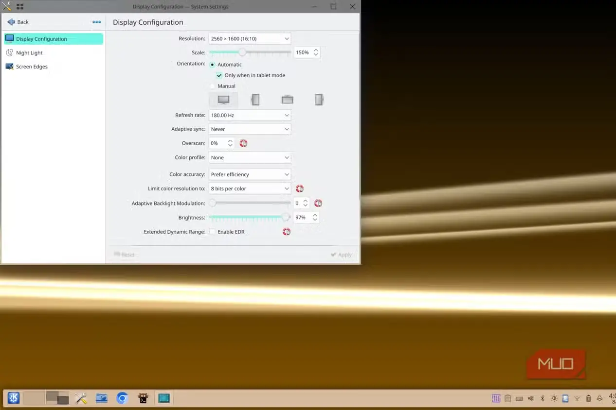 تنظیمات نمایشگر در KDE