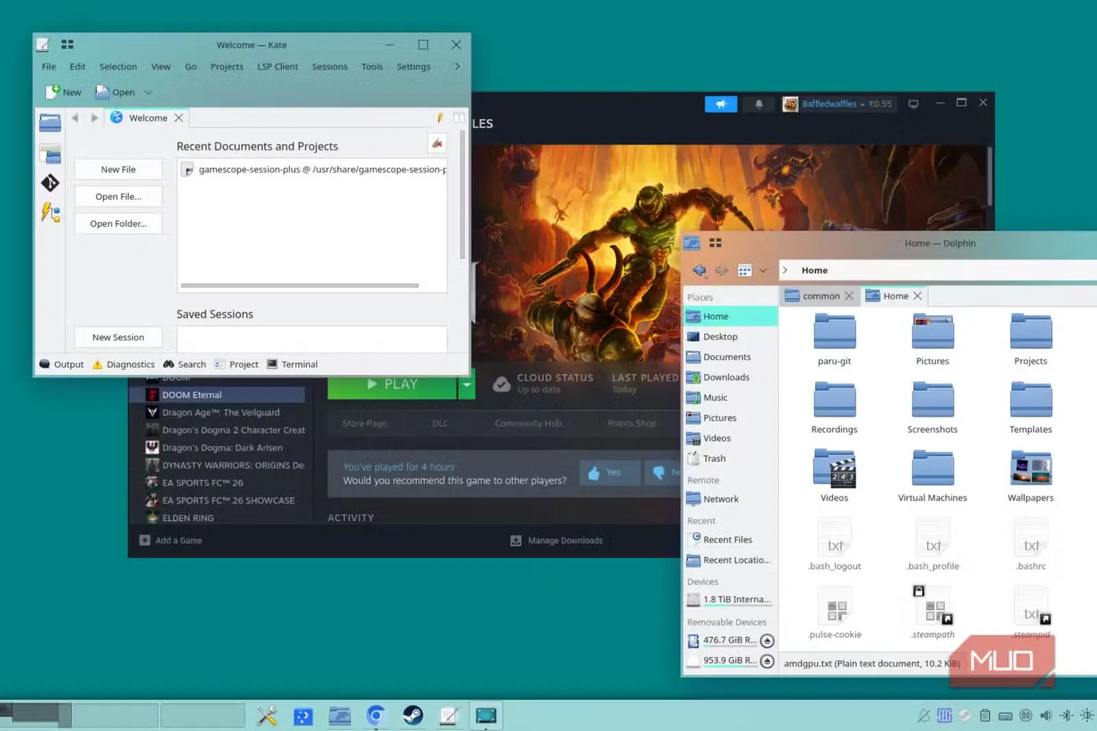 KDE Plasma روی استیم