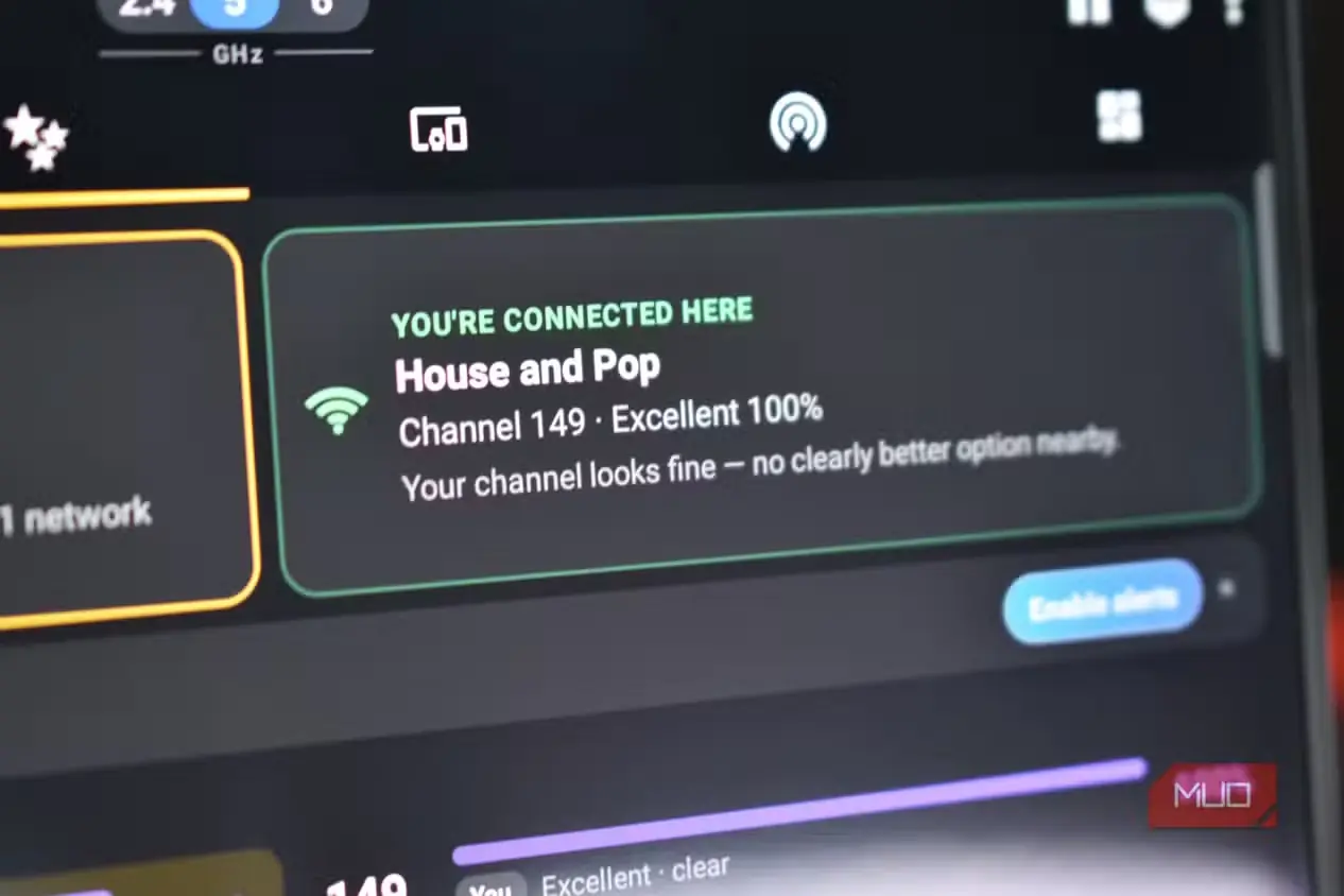 بهترین کانال Wi-Fi روی باند Wi-Fi در اپلیکیشن WiFi Analyzer