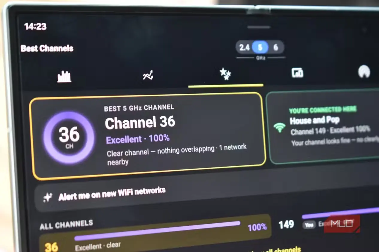 انتقال بهترین کانال Wi-Fi در اپلیکیشن WiFi Analyzer