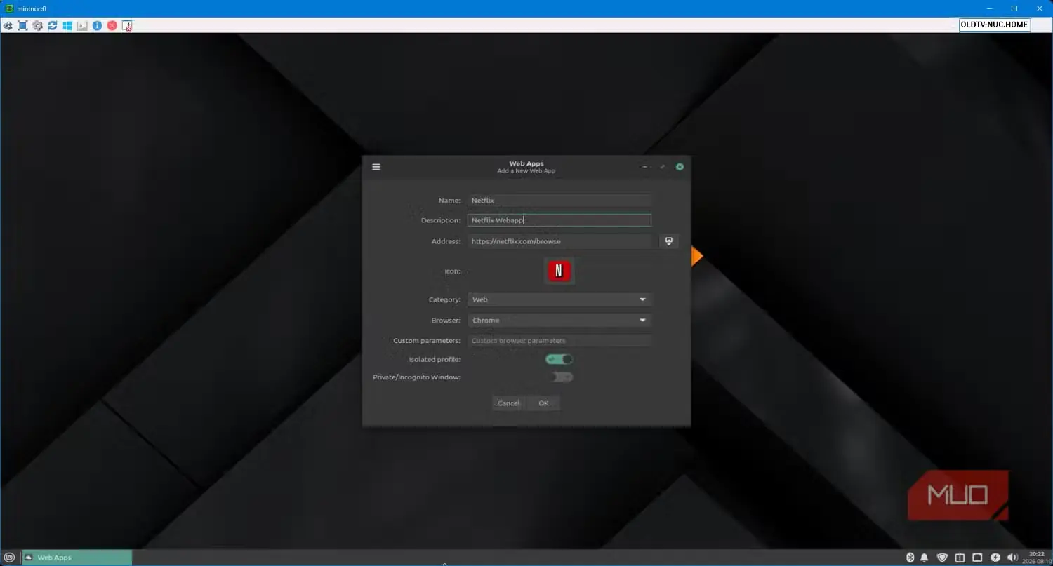 ساخت لانچر جدید اپلیکیشن وب برای Netflix در مرورگر Chrome با Linux Mint