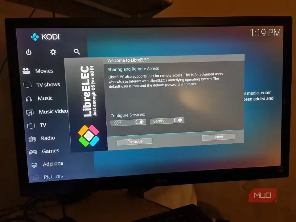 سیستم‌عامل LibreELEC با Kodi نصب‌شده روی Intel NUC