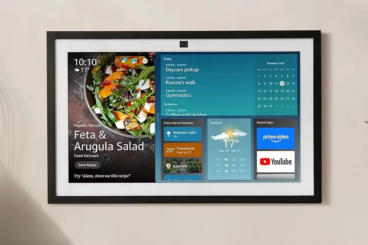 Amazon Echo Show نصبشده بر دیوار نمایش دستورهای آشپزی