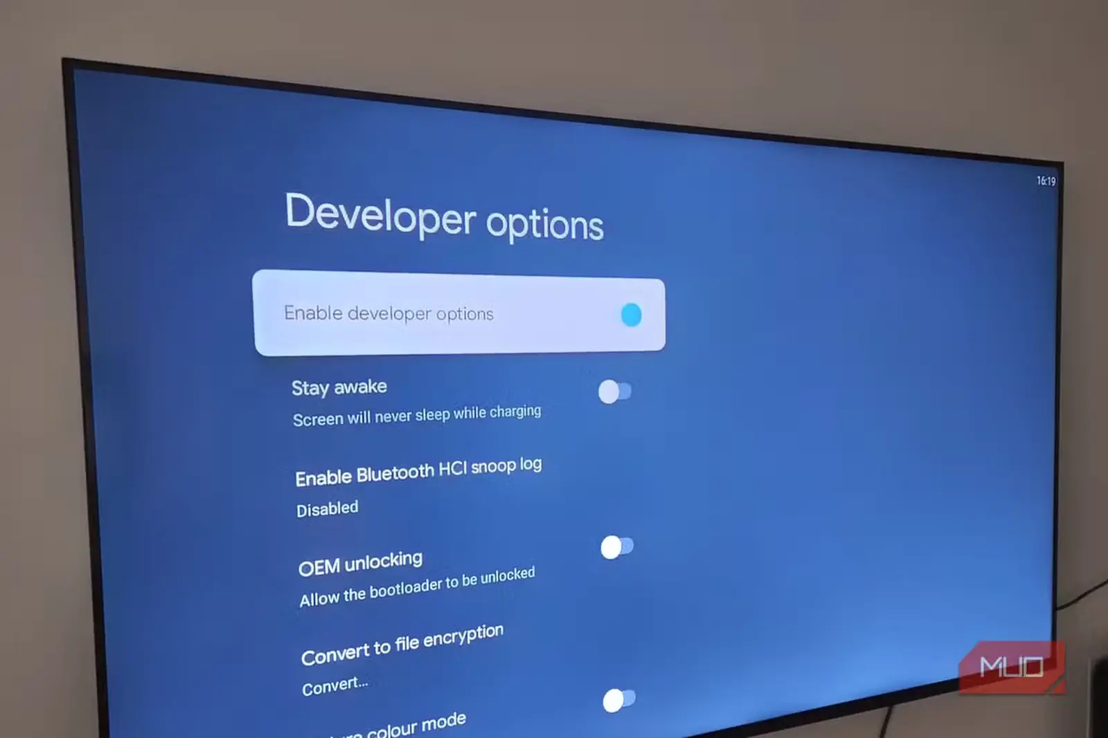 منوی گزینه‌های توسعه‌دهنده در Android TV