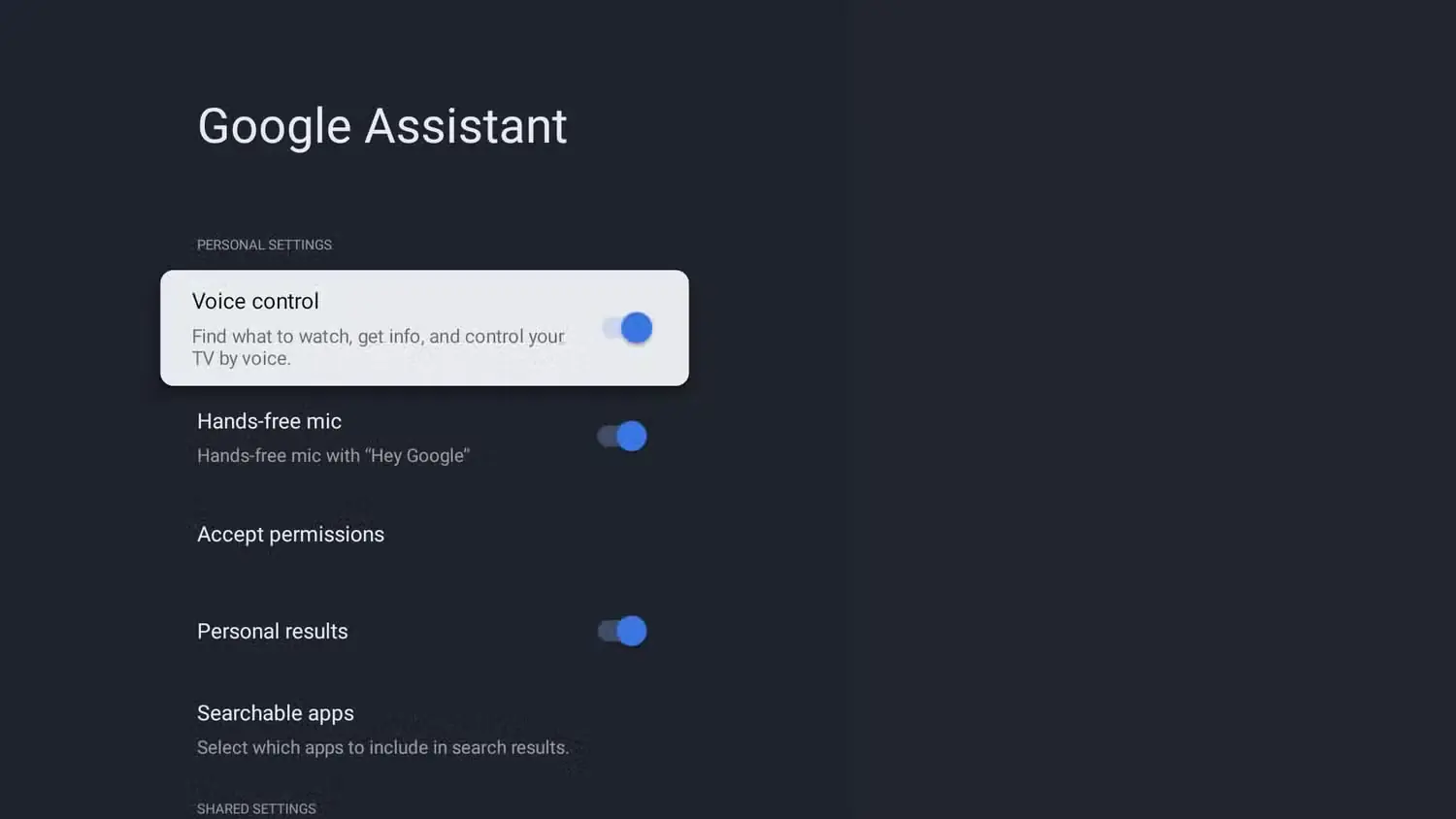 Voice control و Hands‑free mic در Google TV فعال شده‌اند