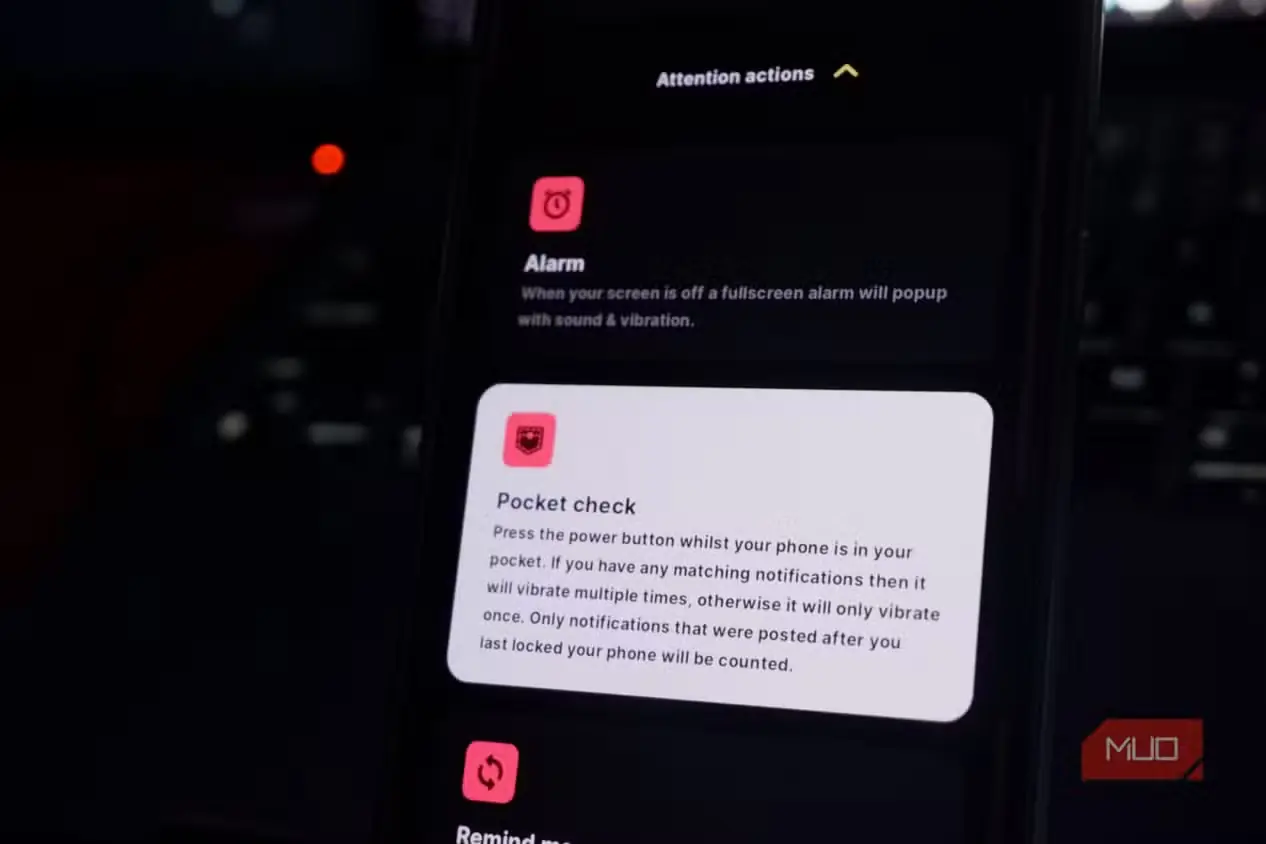اپلیکیشن BuzzKill نمایش قابلیت Pocket Check