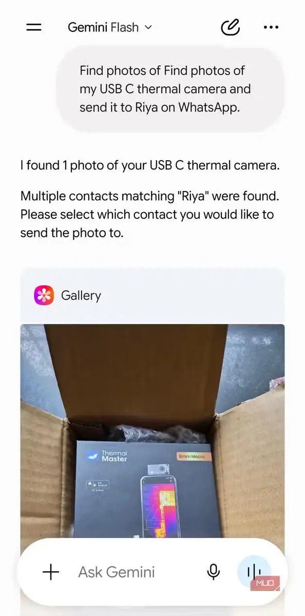 گفتگوی Gemini با Samsung Gallery