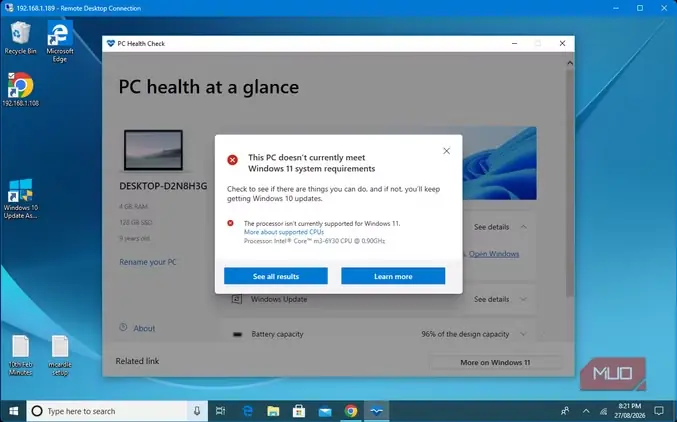 خطای ارتقای Windows 11 و بررسی سلامت رایانه با PC Health Check در Samsung ProTab دارای Windows 10